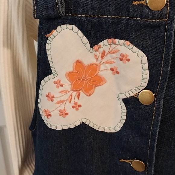 2945 Size Large Blue Jean Appliqued Jumper, 100% Cotton - Picture 4 of 12